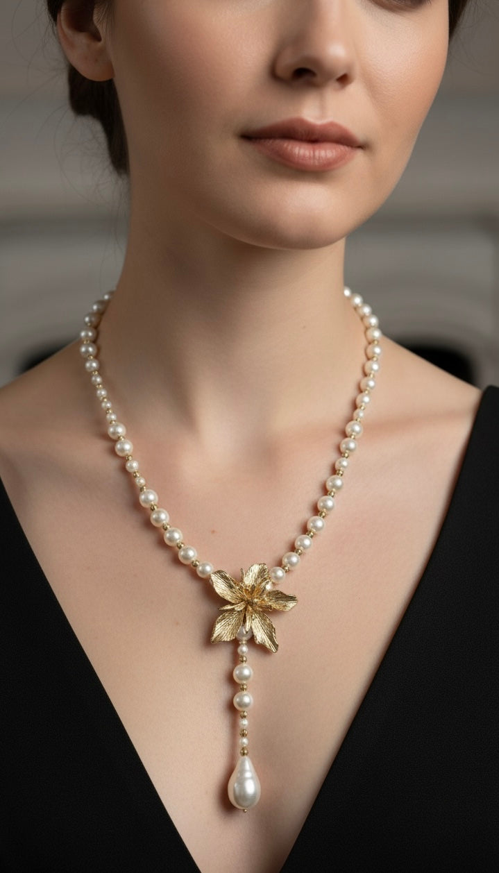 Pearls & Flower Necklace