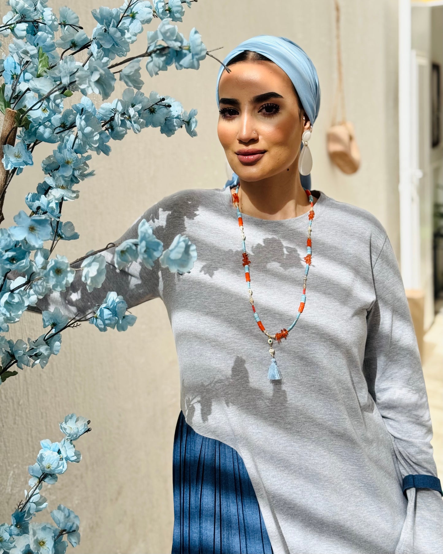 Blue & Orange Long Necklace