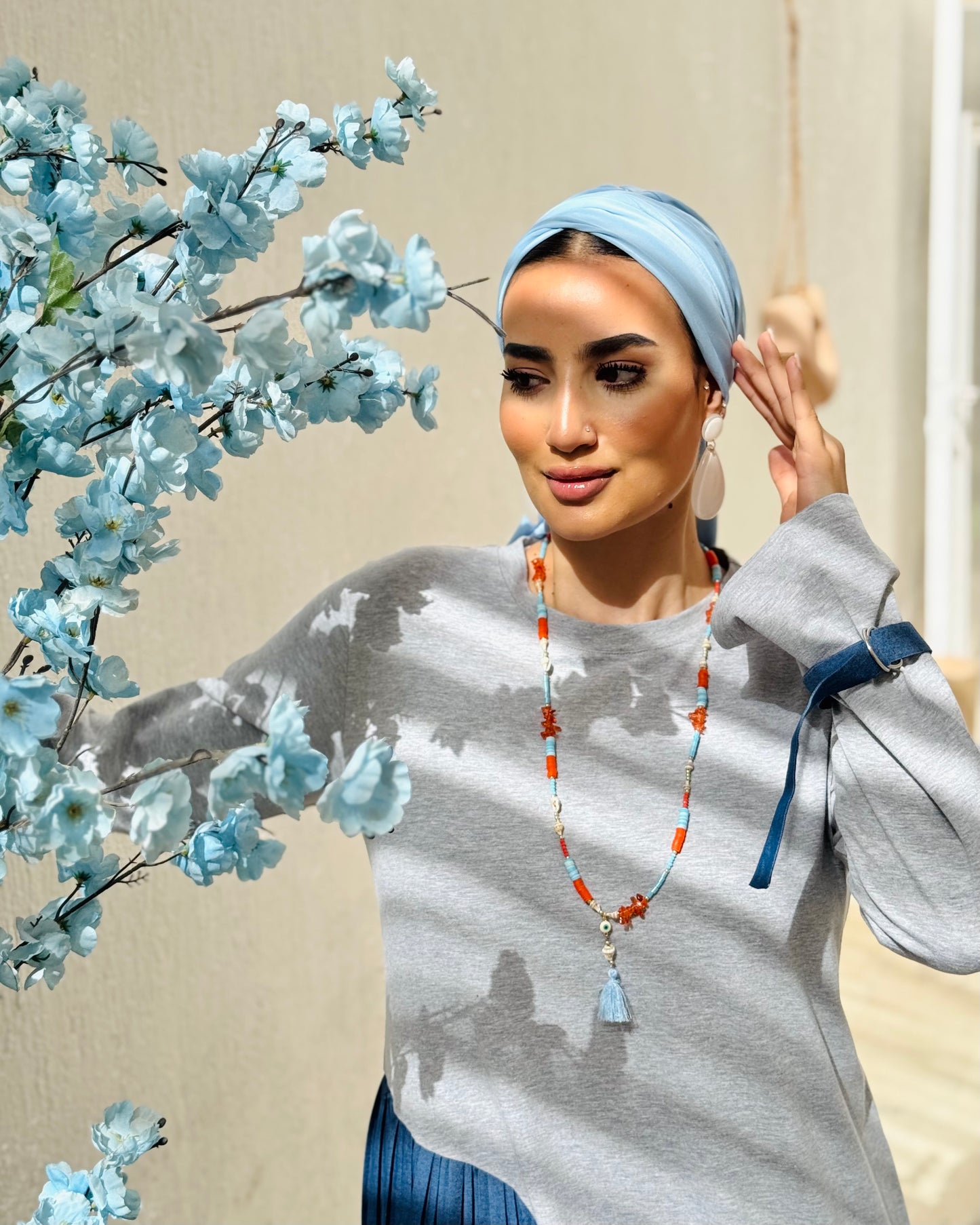 Blue & Orange Long Necklace