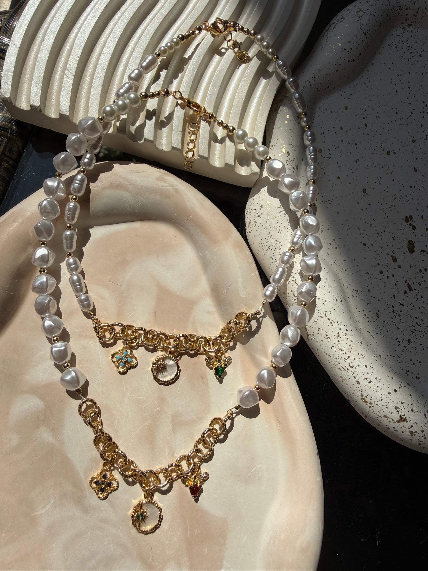 Fun pendants & Pearls Necklace