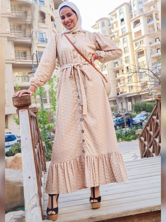 Beige long voile dress