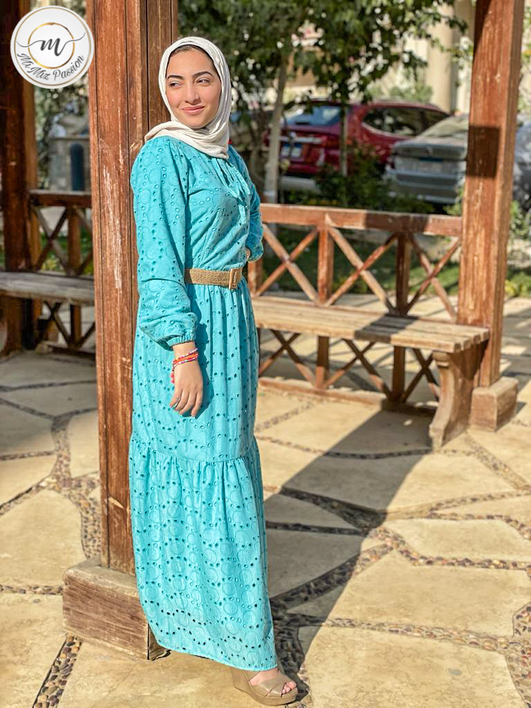 Turquoise long voile dress