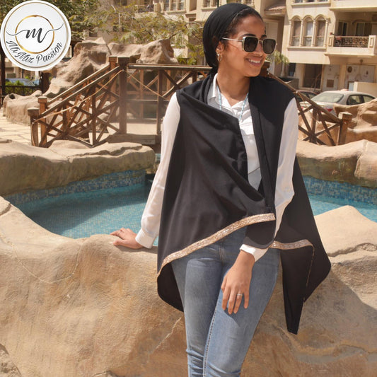 Black embroidered edges Cardigan