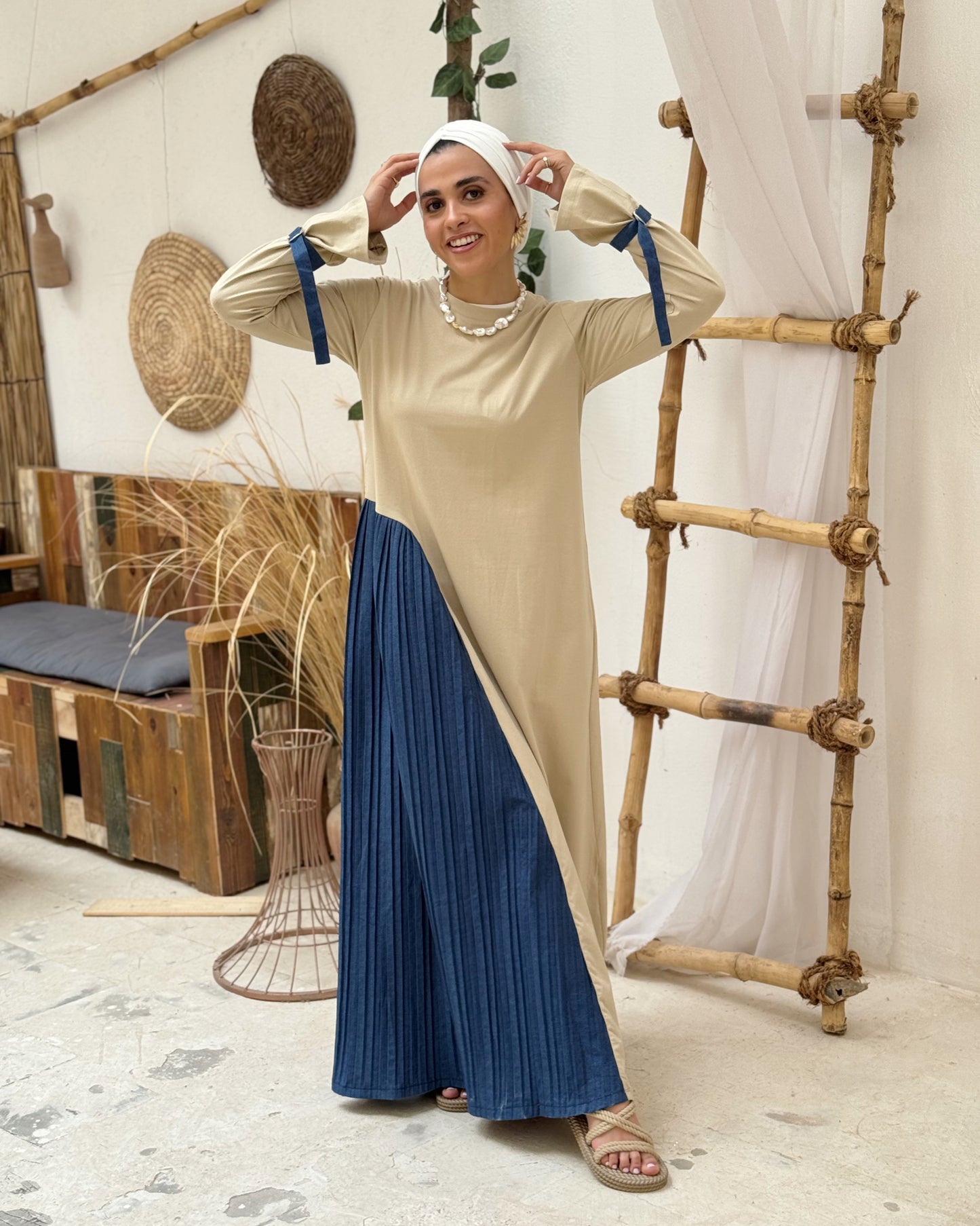 Into the flow beige dress