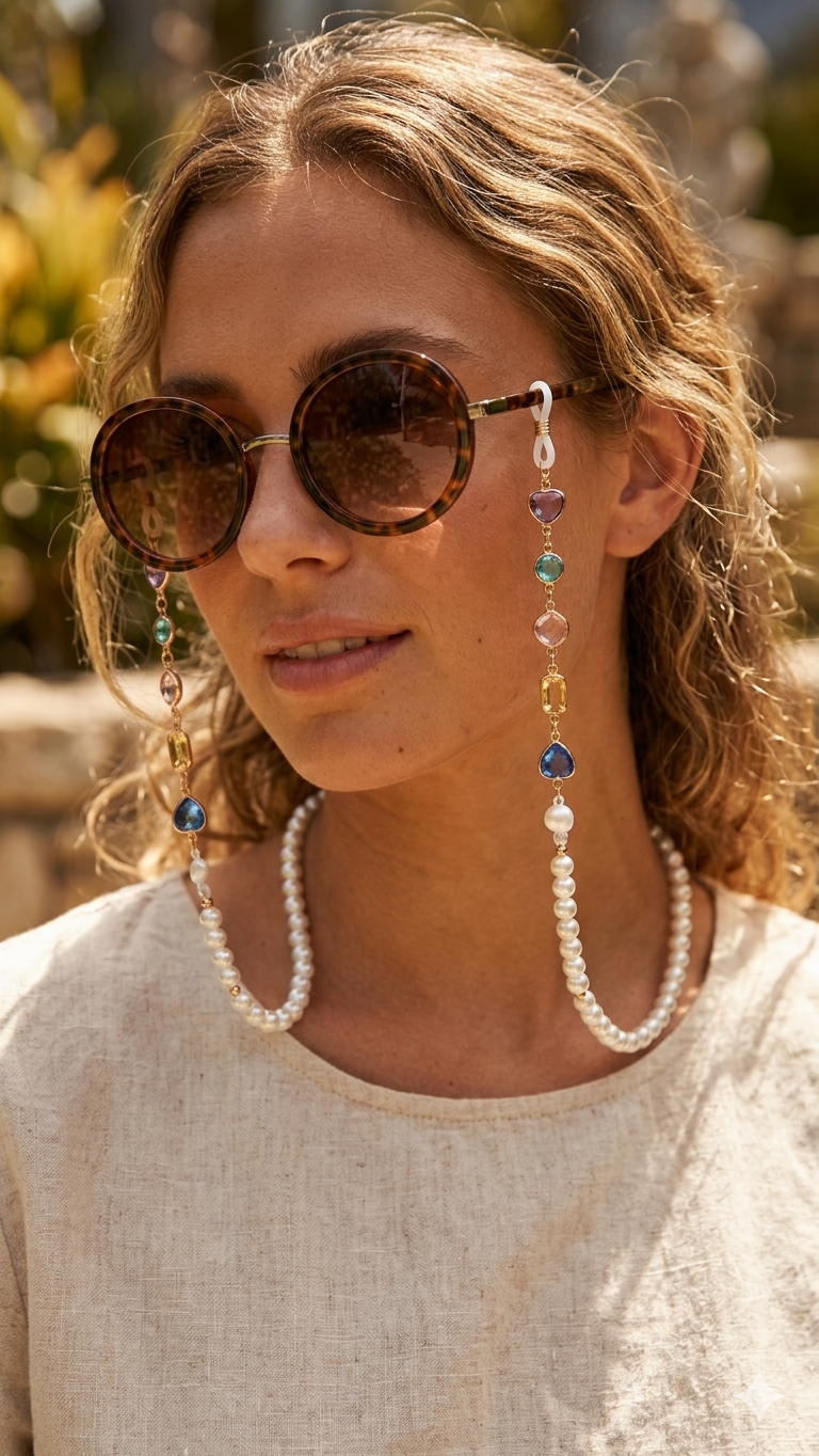 Pearls & Crystals Glasses cord