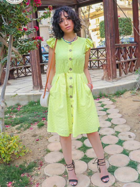 Yellow short voile dress