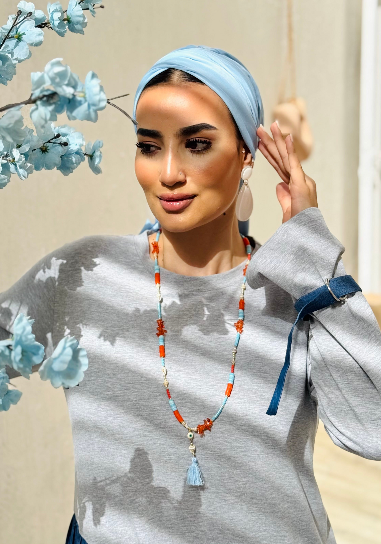 Blue & Orange Long Necklace