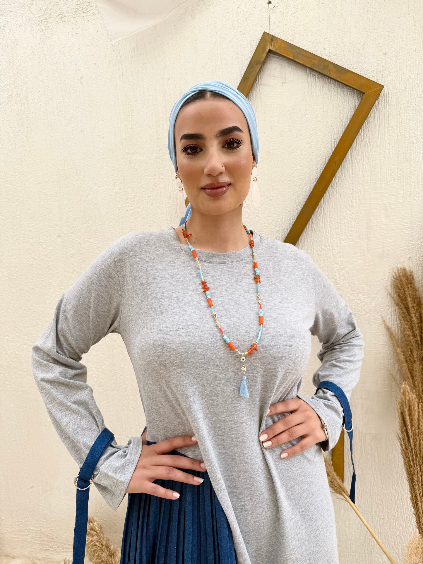 Blue & Orange Long Necklace