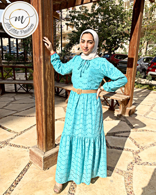 Turquoise long voile dress