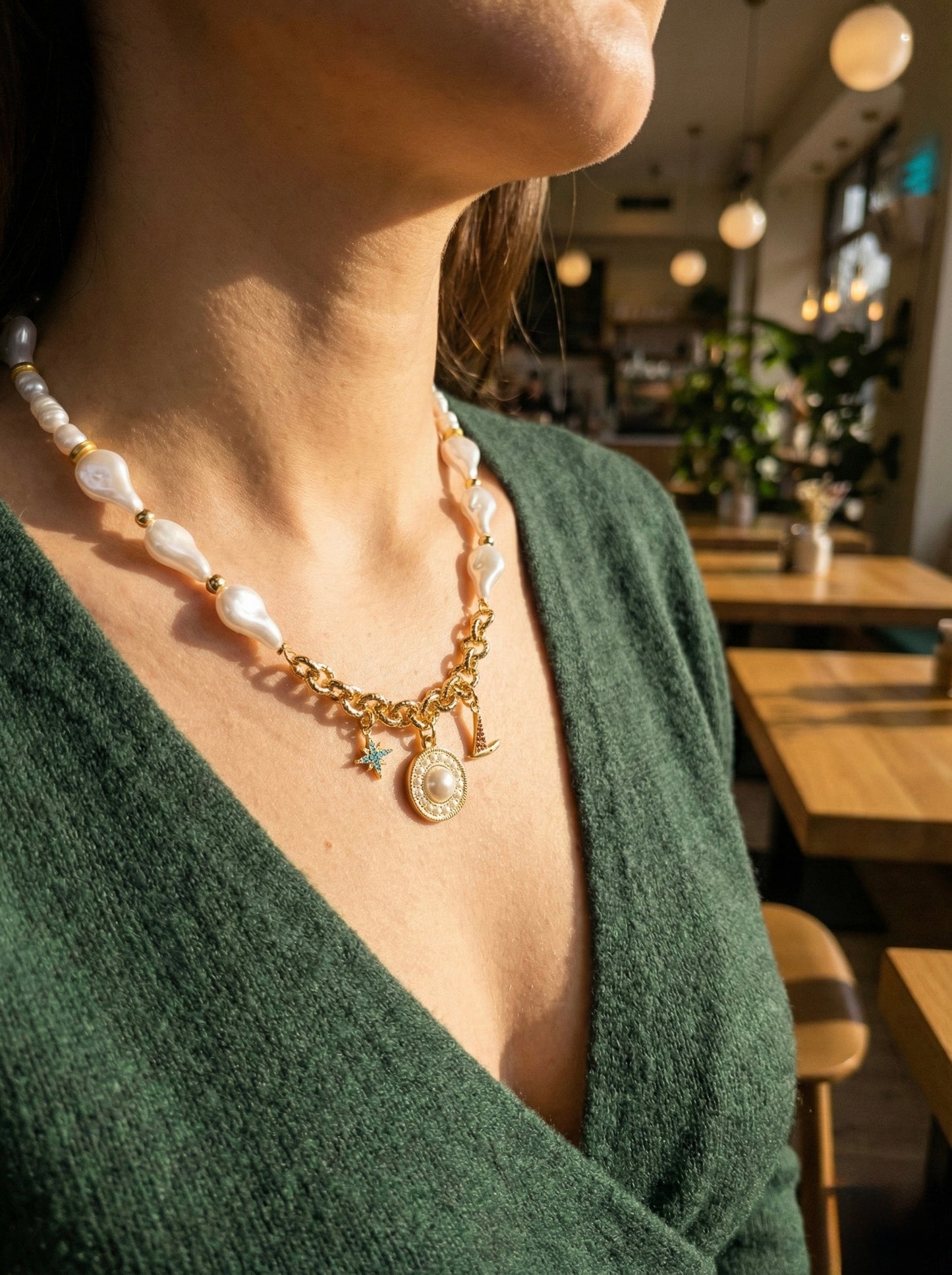 Fun pendants & Pearls Necklace