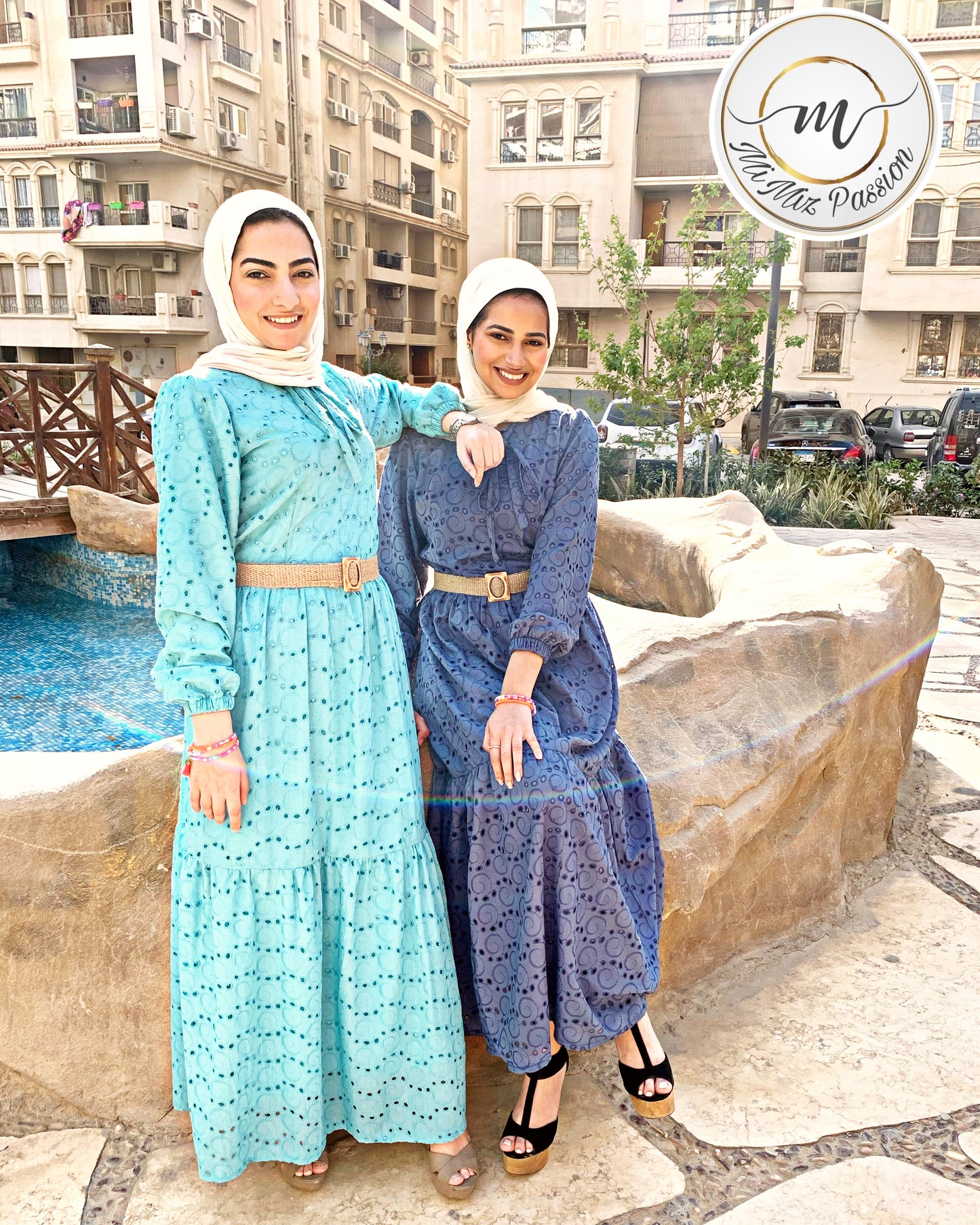 Navy long voile dress