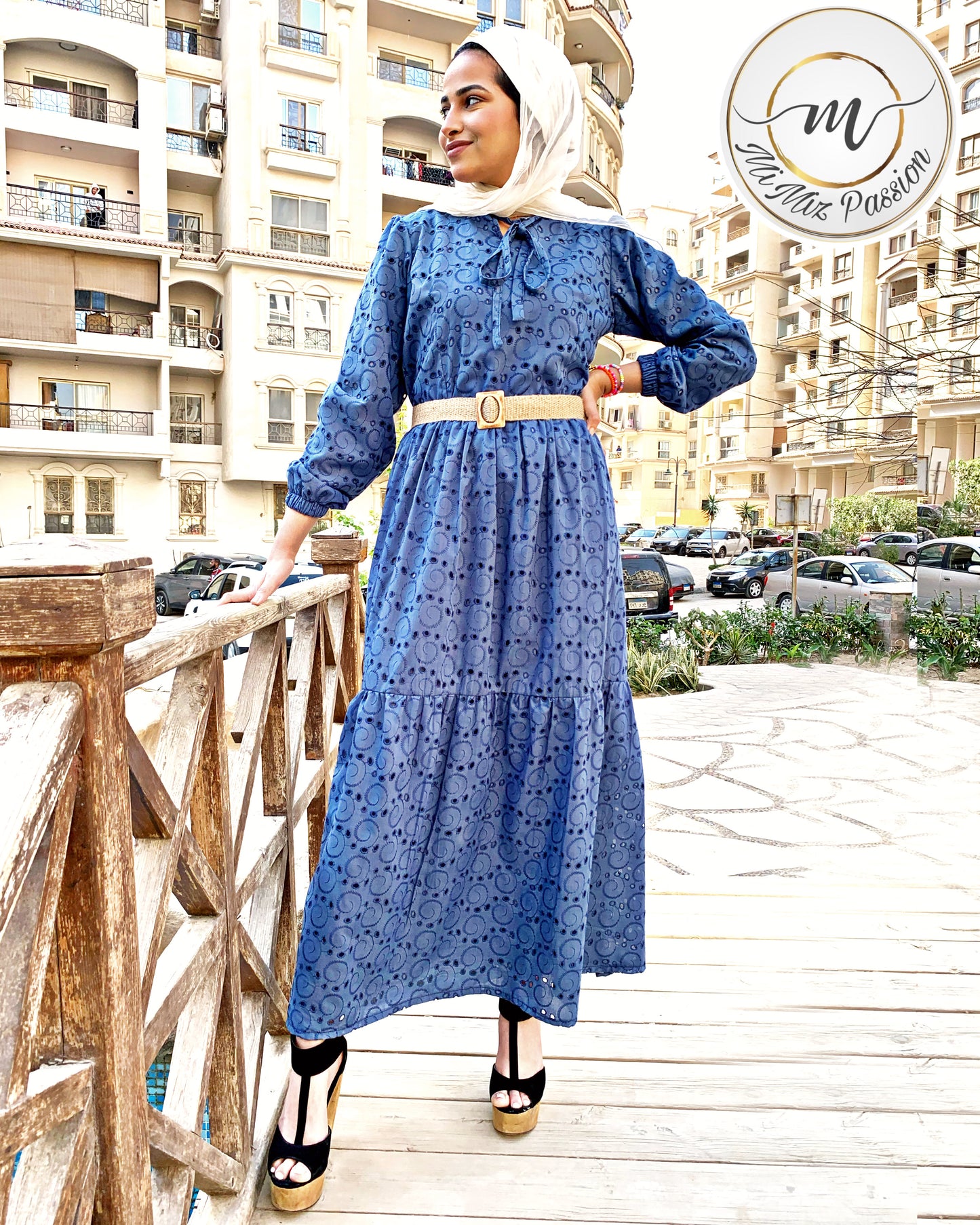 Navy long voile dress