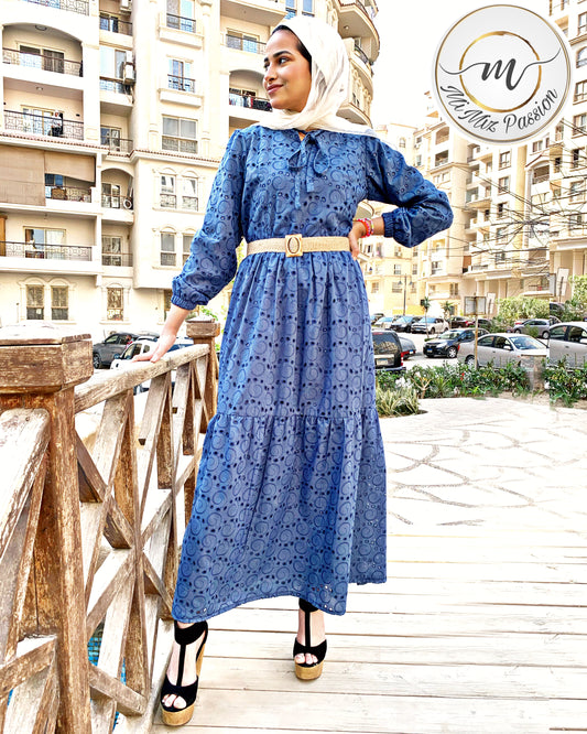 Navy long voile dress