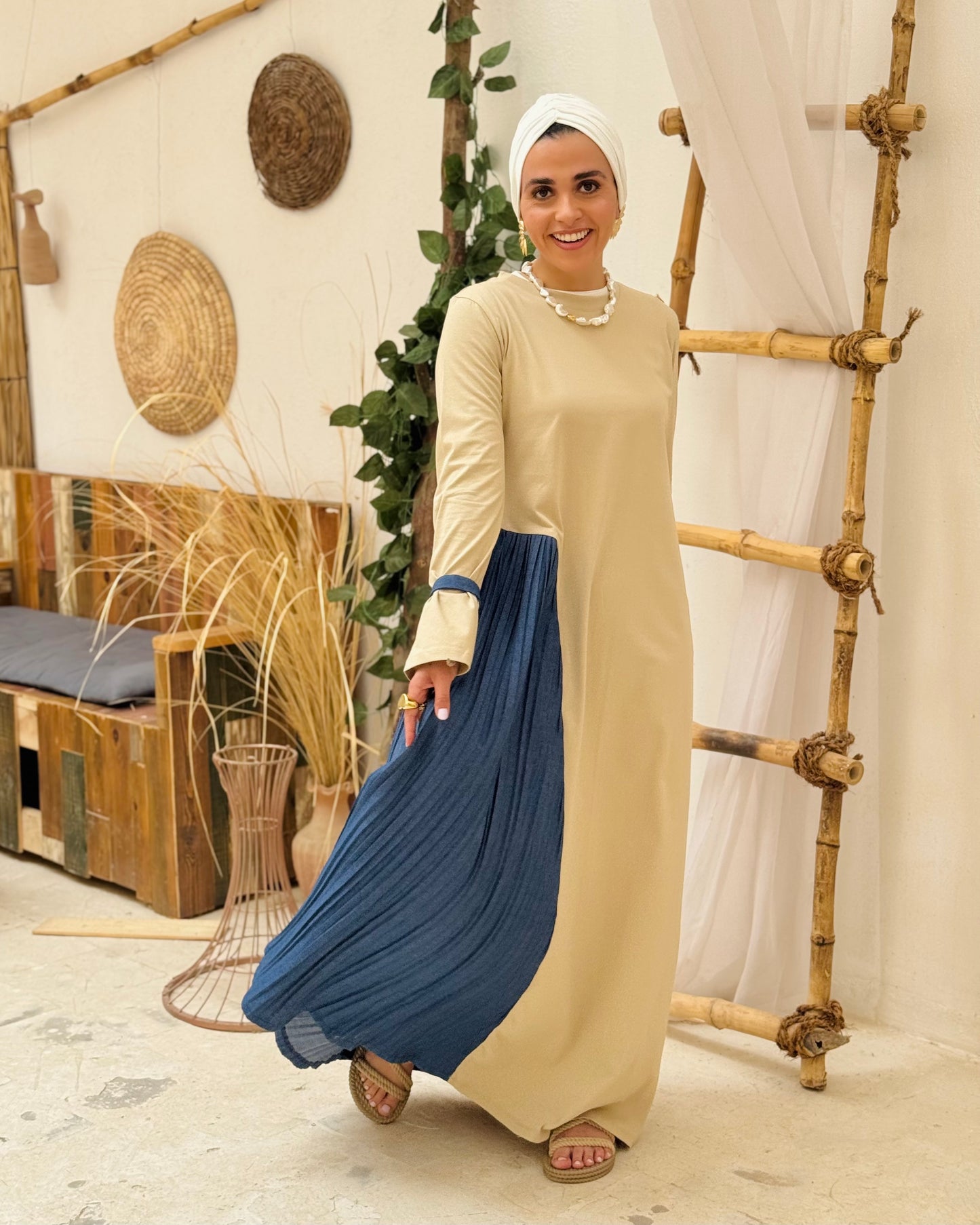 Into the flow beige dress