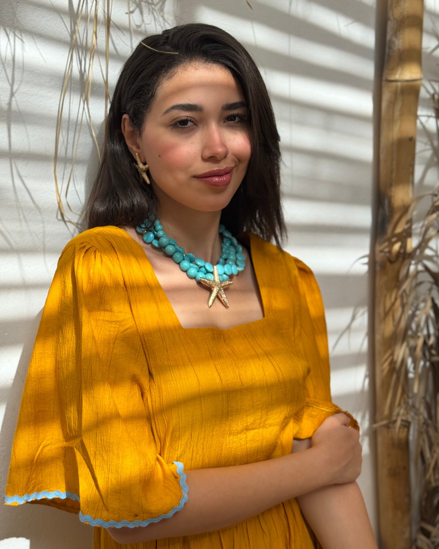 Orange shore waves dress