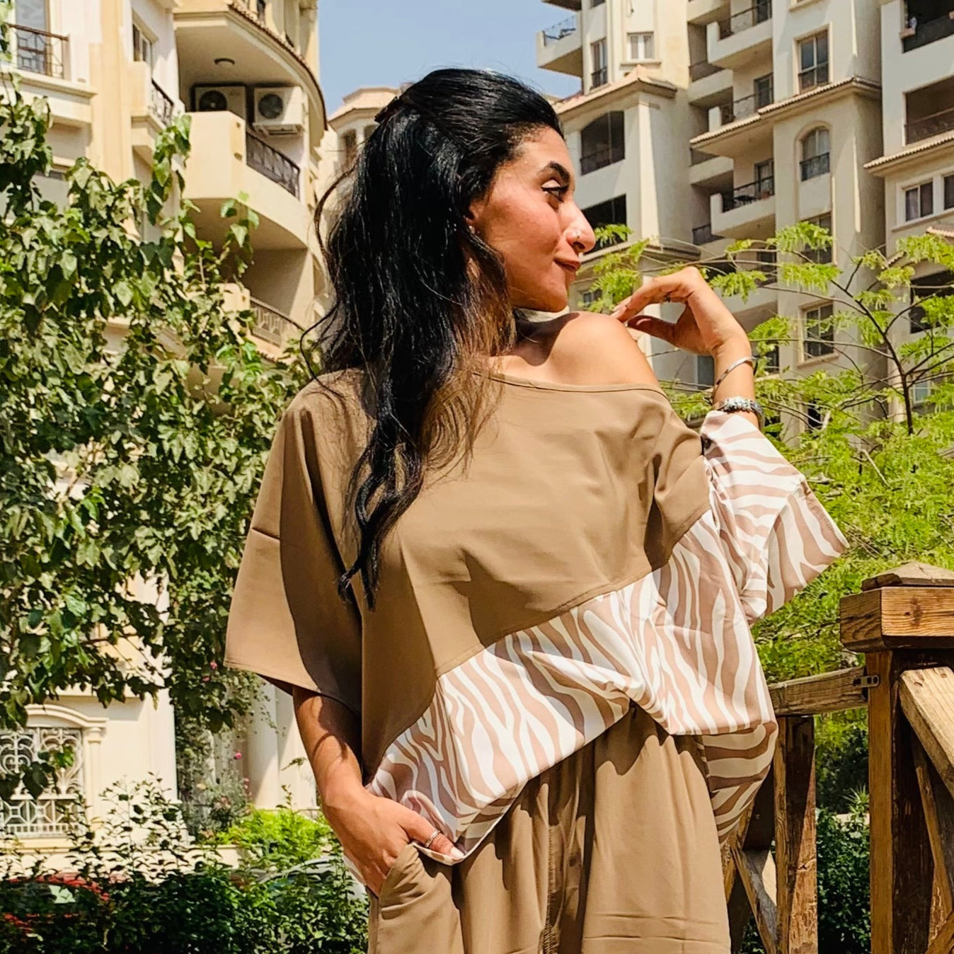 Beige asymmetric TOP