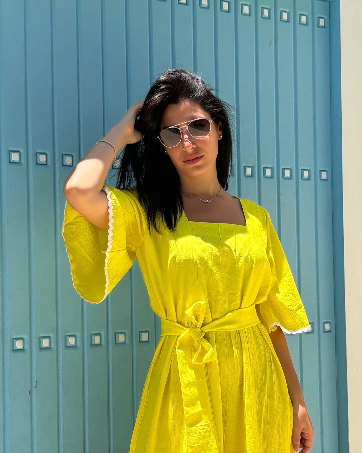 Yellow shore waves dress