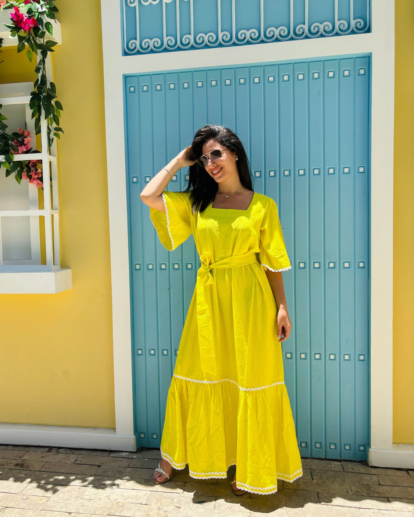 Yellow shore waves dress