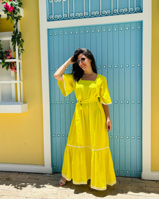 Yellow shore waves dress
