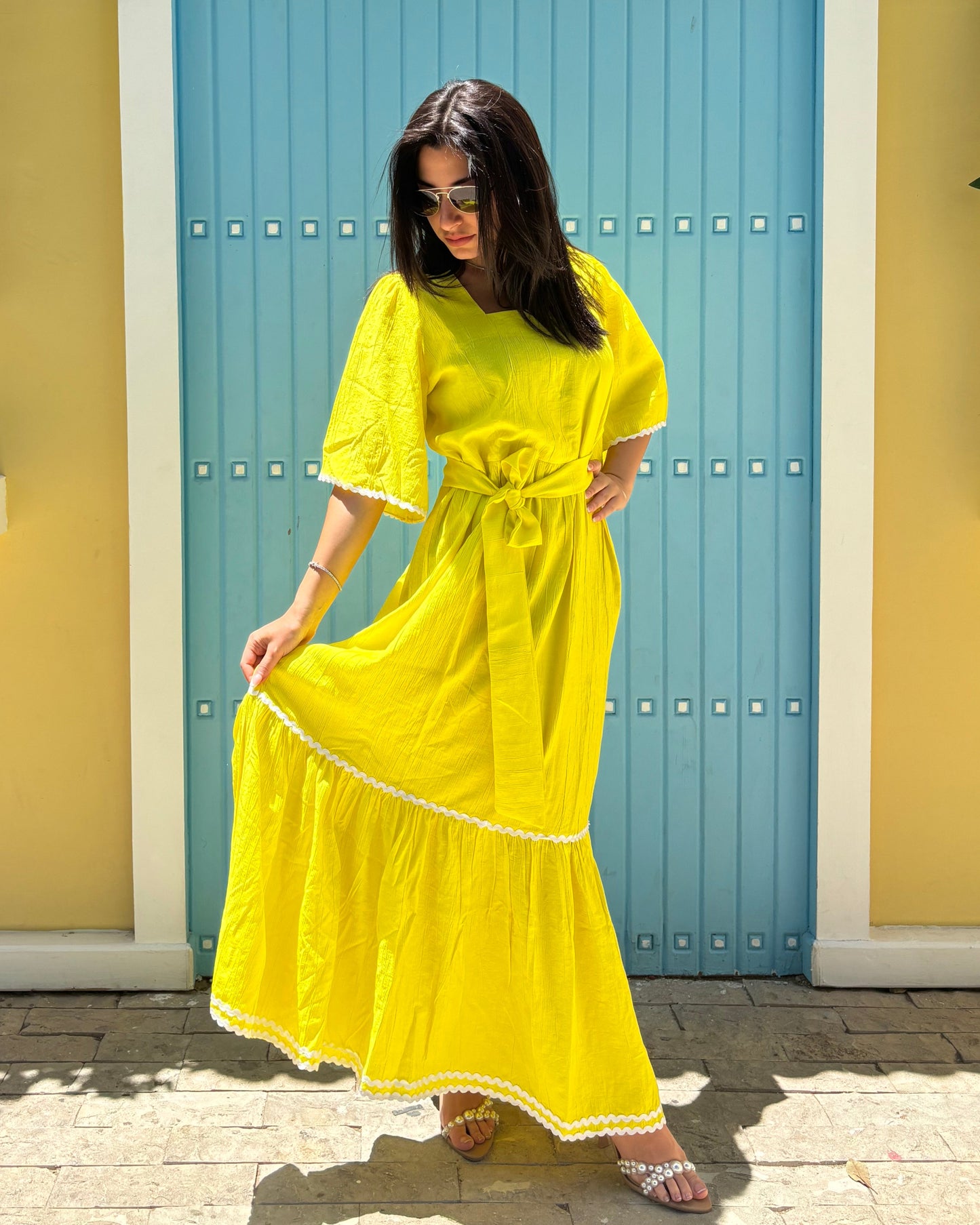 Yellow shore waves dress