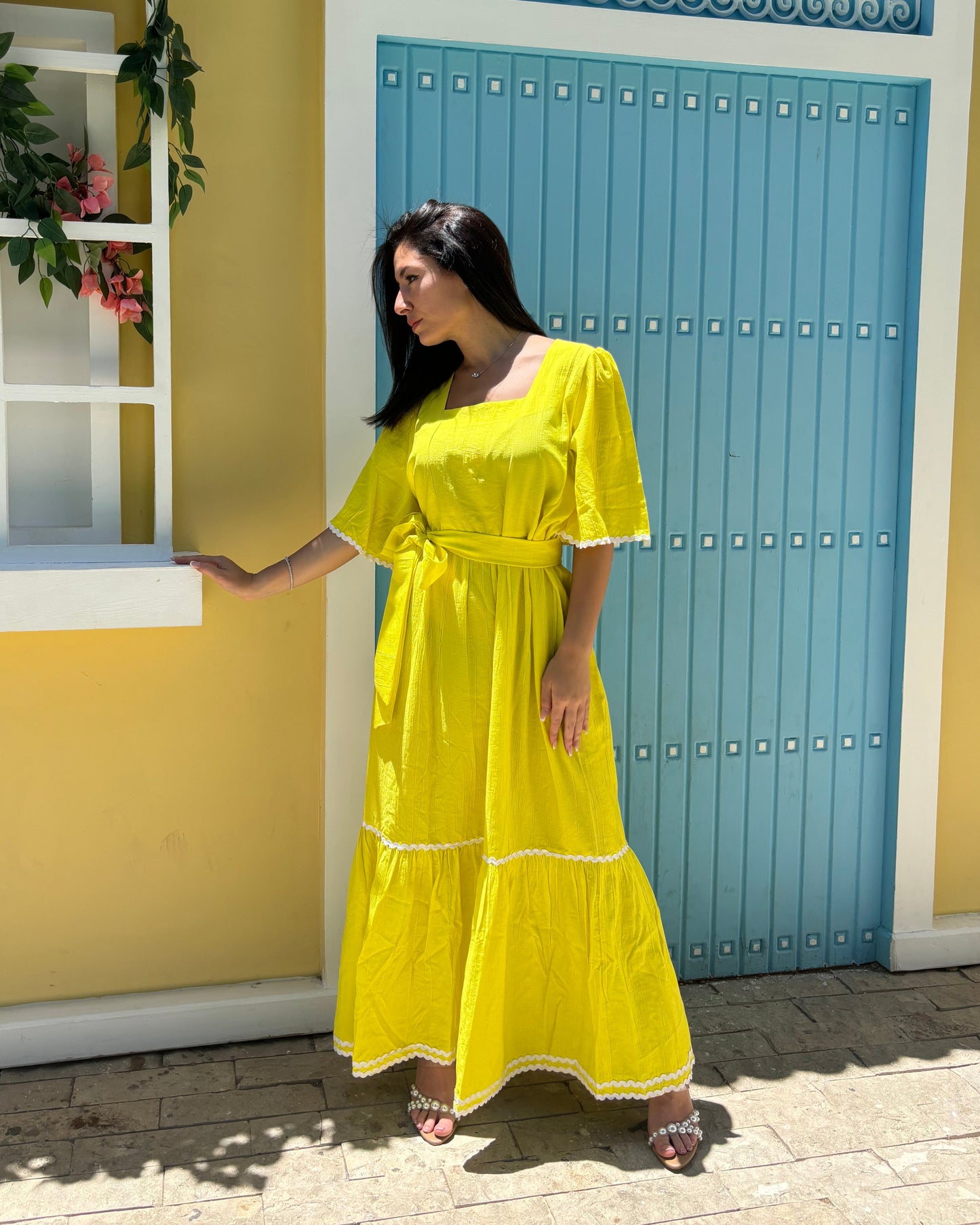 Yellow shore waves dress