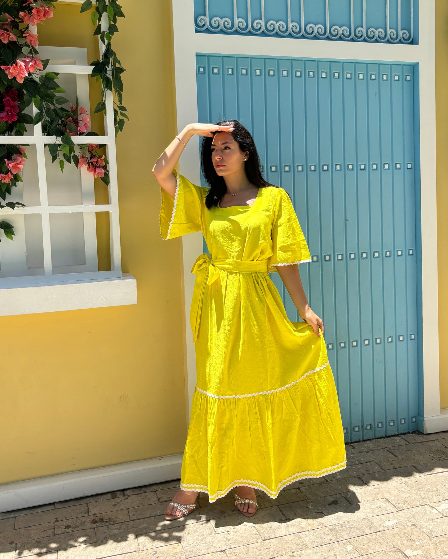 Yellow shore waves dress